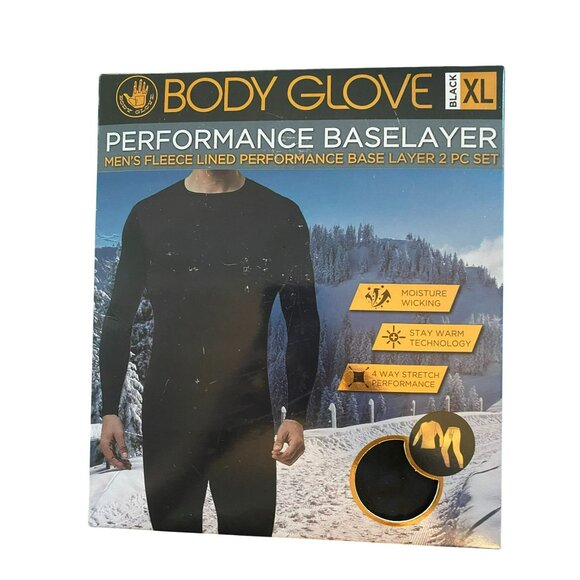 Body Glove Mens Black XL Fleece-Lined Performance Baselayer 2-Pc Set New - Picture 1 of 8